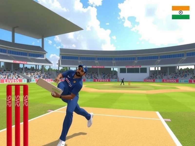 Indian player demonstrating bowling technique in VR Cricket Elite Clash